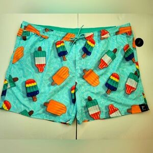 No Boundaries Big Men's Elastic Waist Swim Trunks Size 3XL Teal Orange NWT